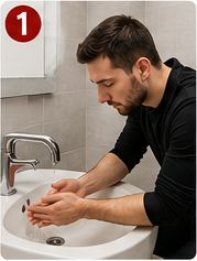 Hände beim Abdest waschen