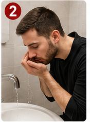 Mund beim Abdest spülen